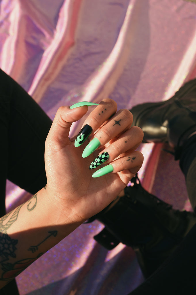 Shape Nails  Gucci nails, Chanel nails, Red acrylic nails