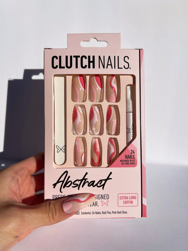 Abstract | Extra Long Pink Swirl Nails | Press-On Nails