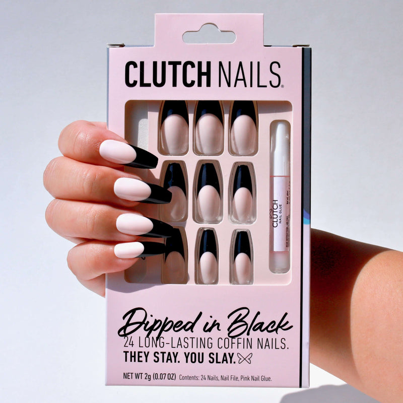 black frenchiesss🖤 | Short square acrylic nails, French tip acrylic nails,  Square acrylic nails