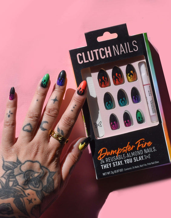 Dumpster Fire | Black Fire Nails | Press On Nails