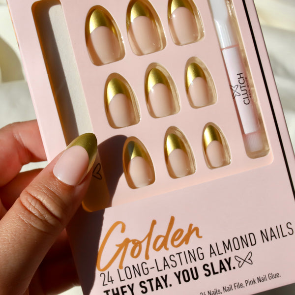 Golden | Gold French Tips | Press On Nails