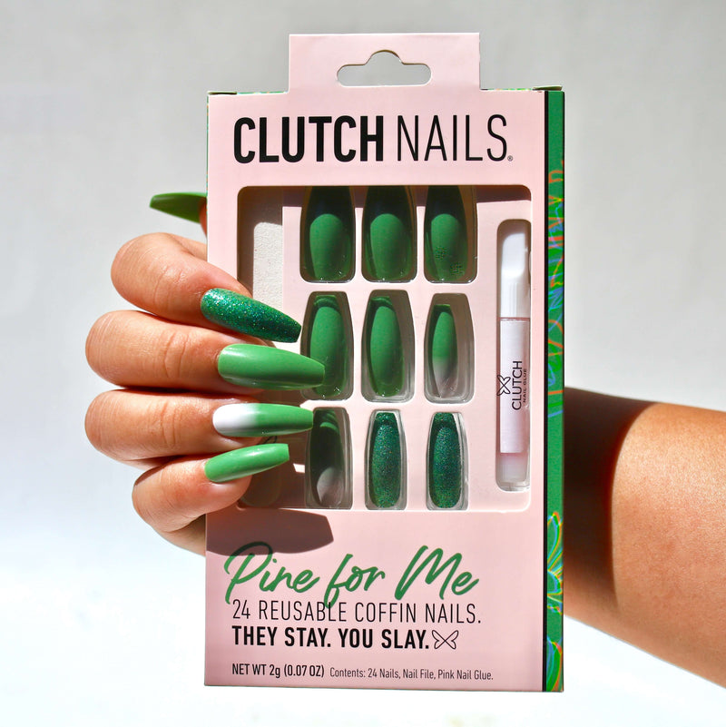 Glossy Light Green Press Nails Full Cover Matcha False Nails - Temu