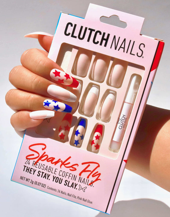 Sparks Fly | Patriotic Press On Nails | Press On Nails