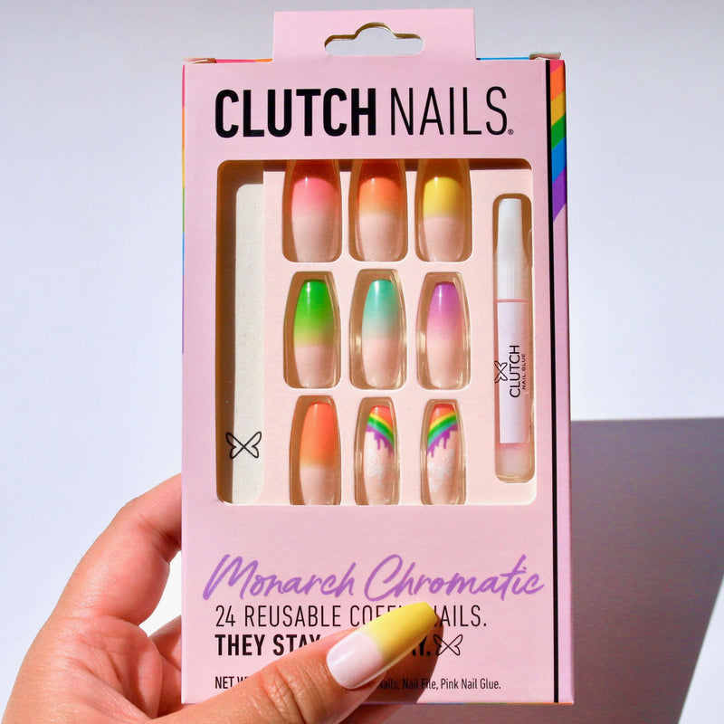 Monarch Chromatic Rainbow Ombre Nails Press On Nails Clutch Nails