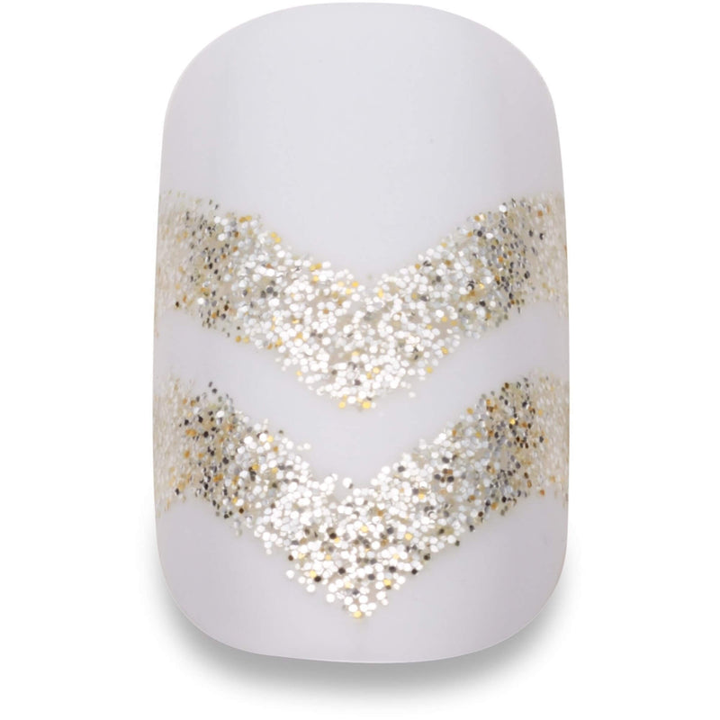 White Nails With Gold Glitter
